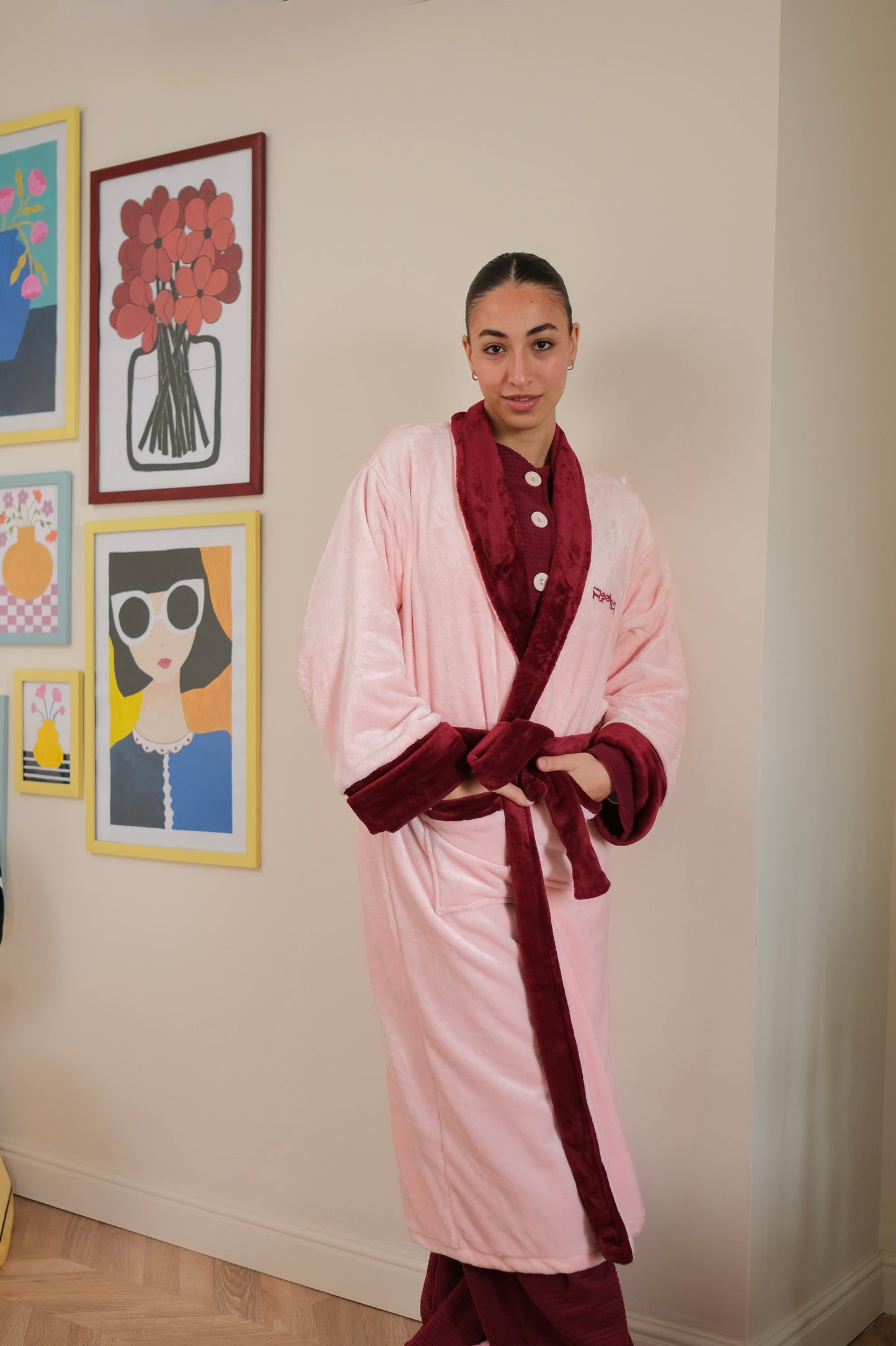 Midnight Hug Robe In Pink & Maroon