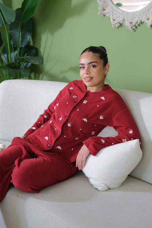 Breakfast Club PJ in Maroon