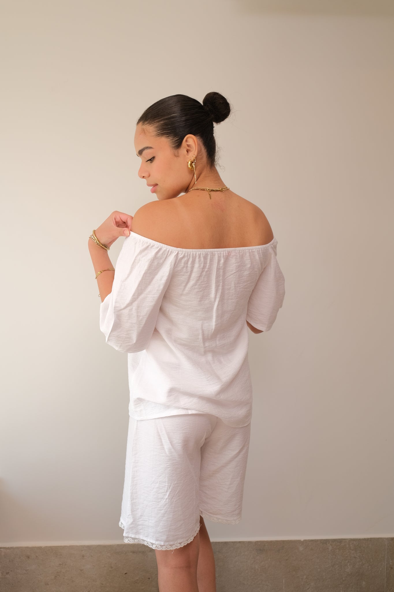 Daisy Haze PJ Set In Pearl White