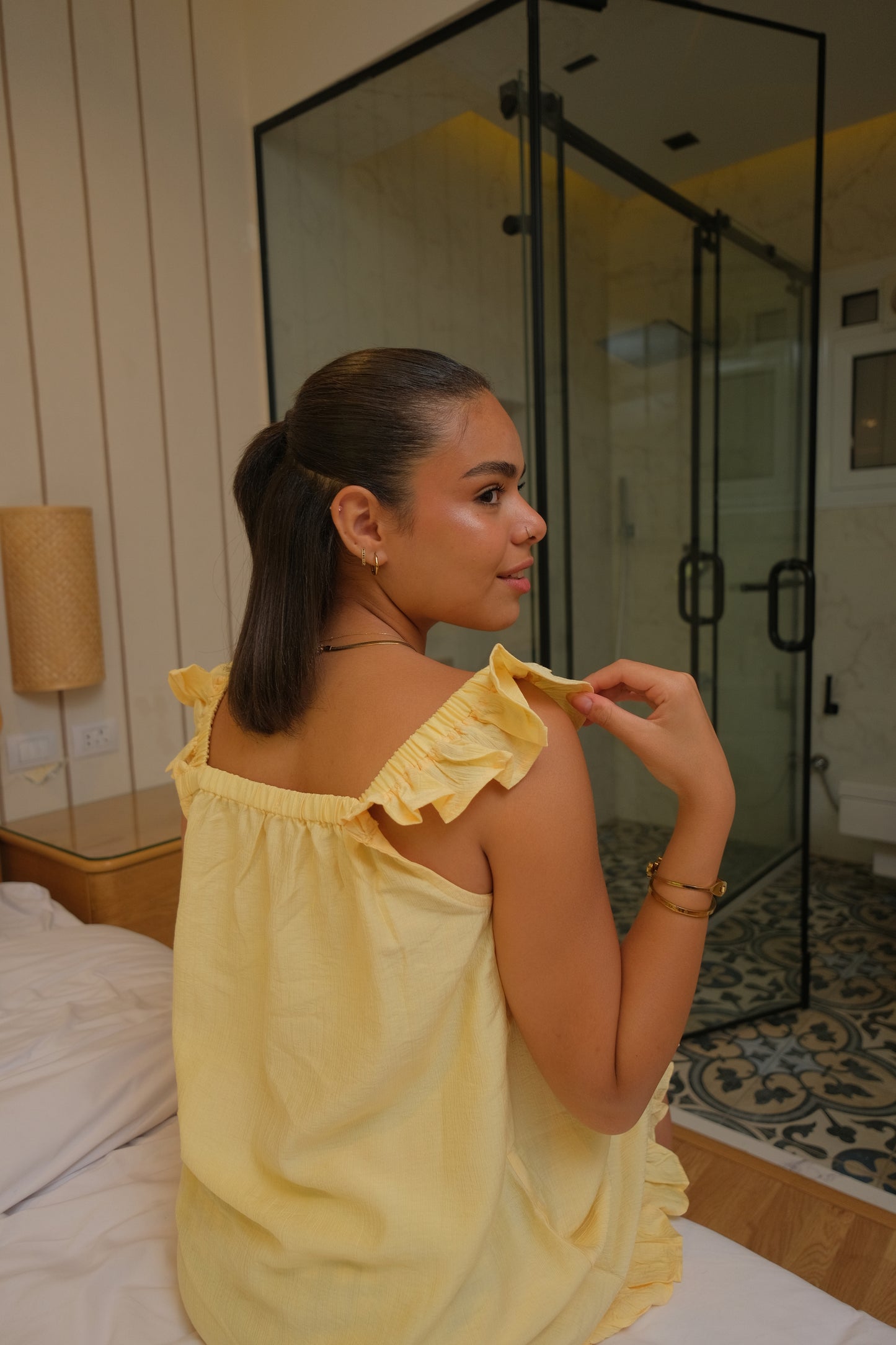Soft girl code dress in yellow