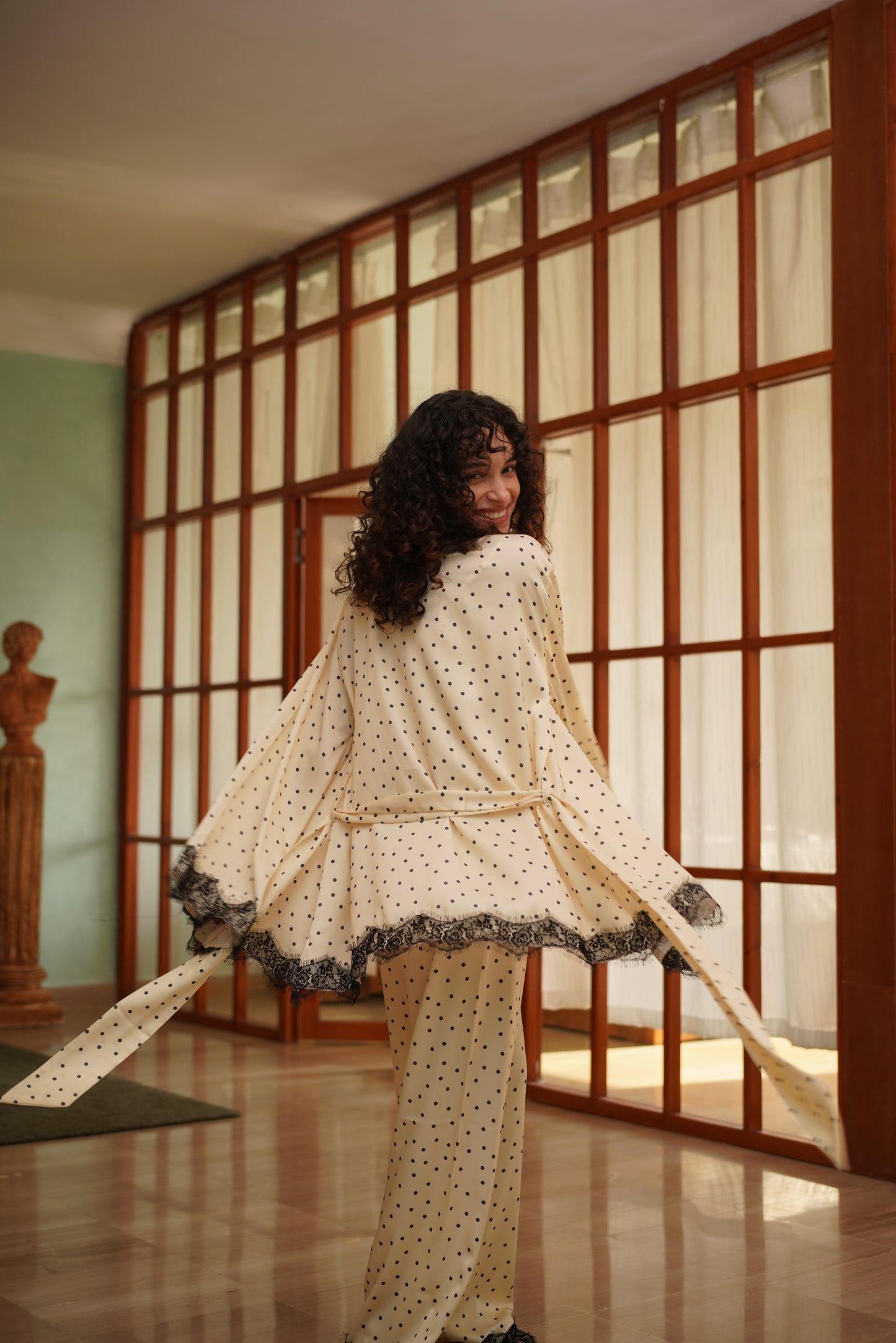 Dotty Dream pj set in butter yellow