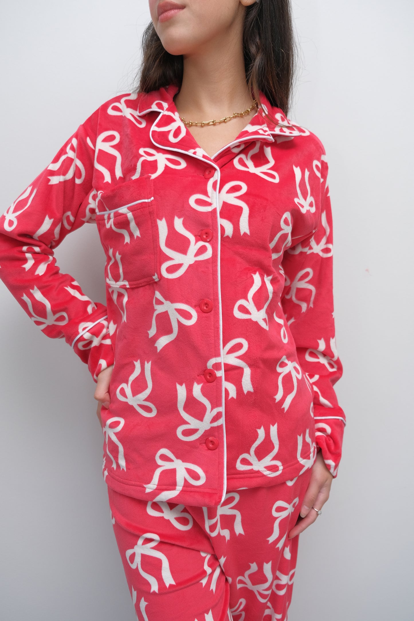 Velvet Bow pj in Red
