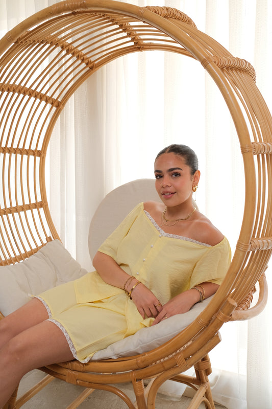 Daisy Haze PJ Set In Butter Yellow