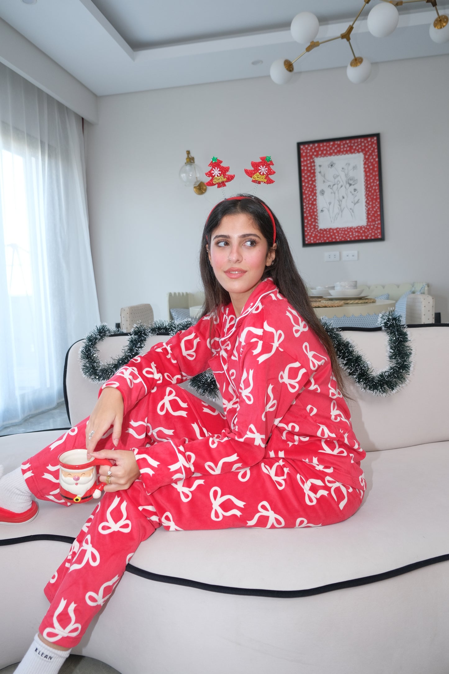 Velvet Bow pj in Red