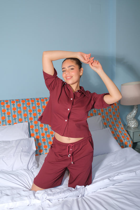 Summer Love Pajama In Burgundy