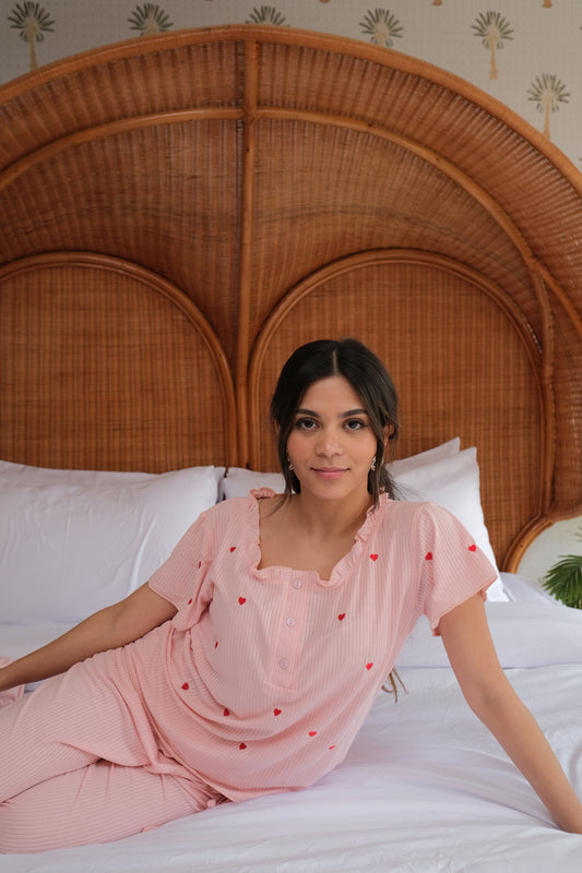 Love Notes PJ Set In Baby Pink