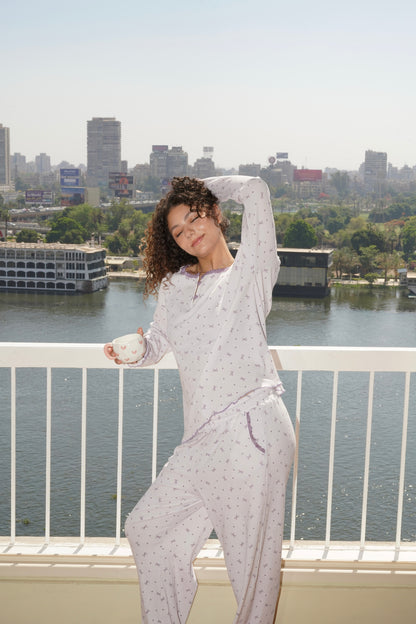 Dreamy Bows pj In Soft Lilac