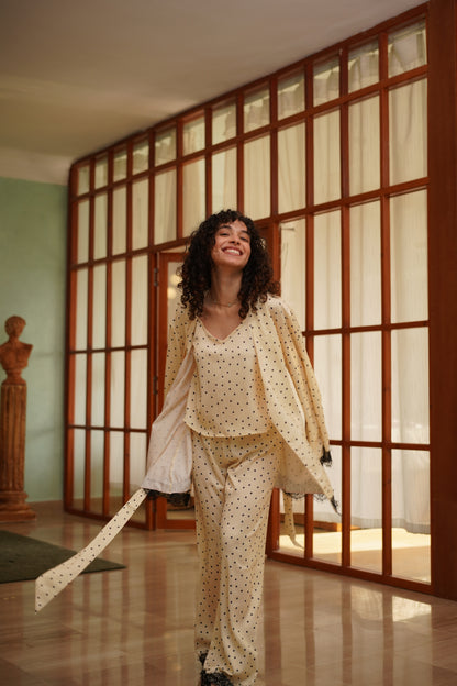 Dotty Dream pj set in butter yellow