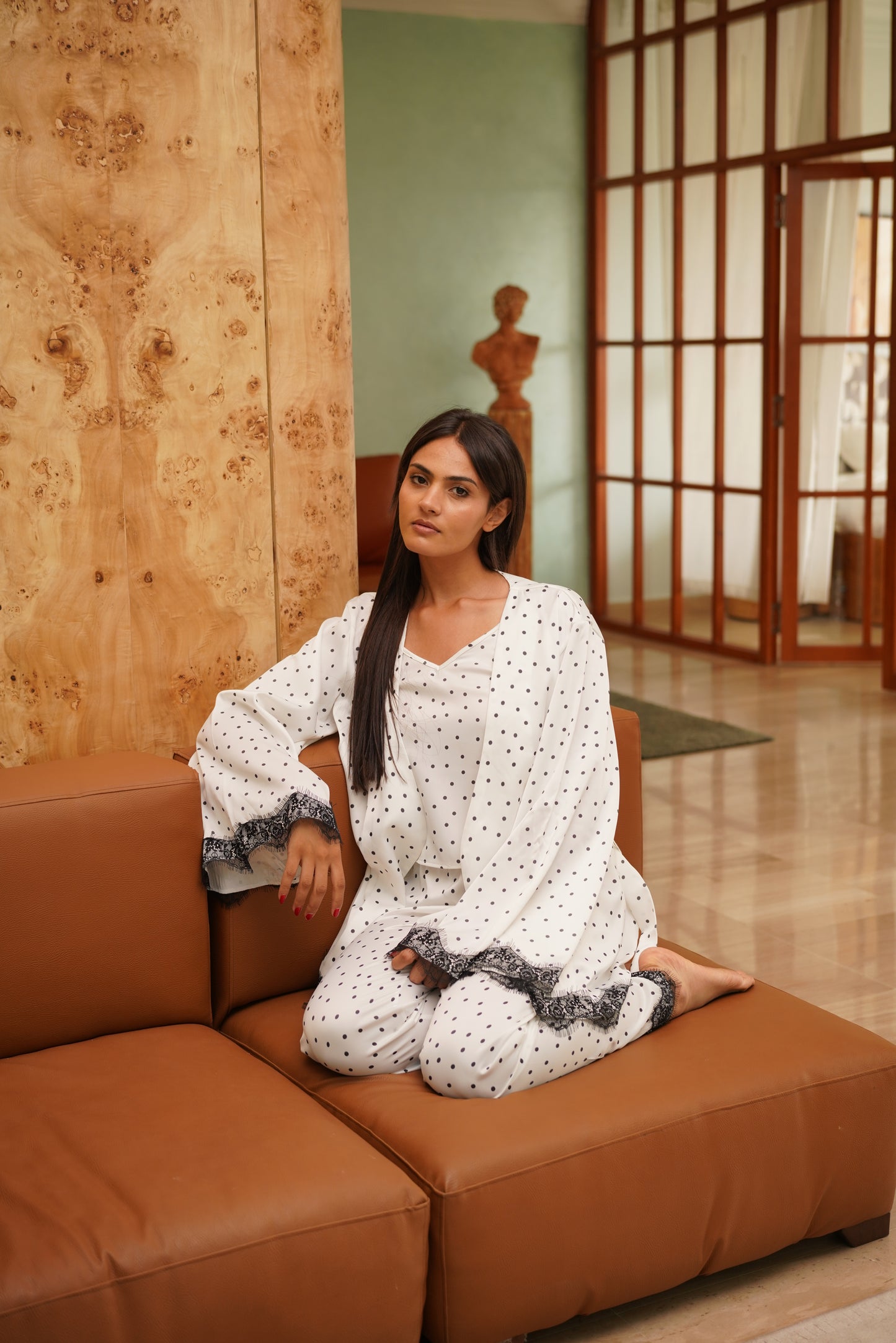 Dotty Dream pj set in white