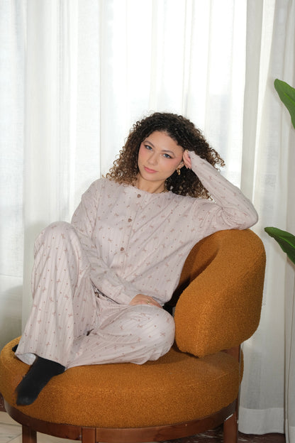 Little Bows pajama in mocha