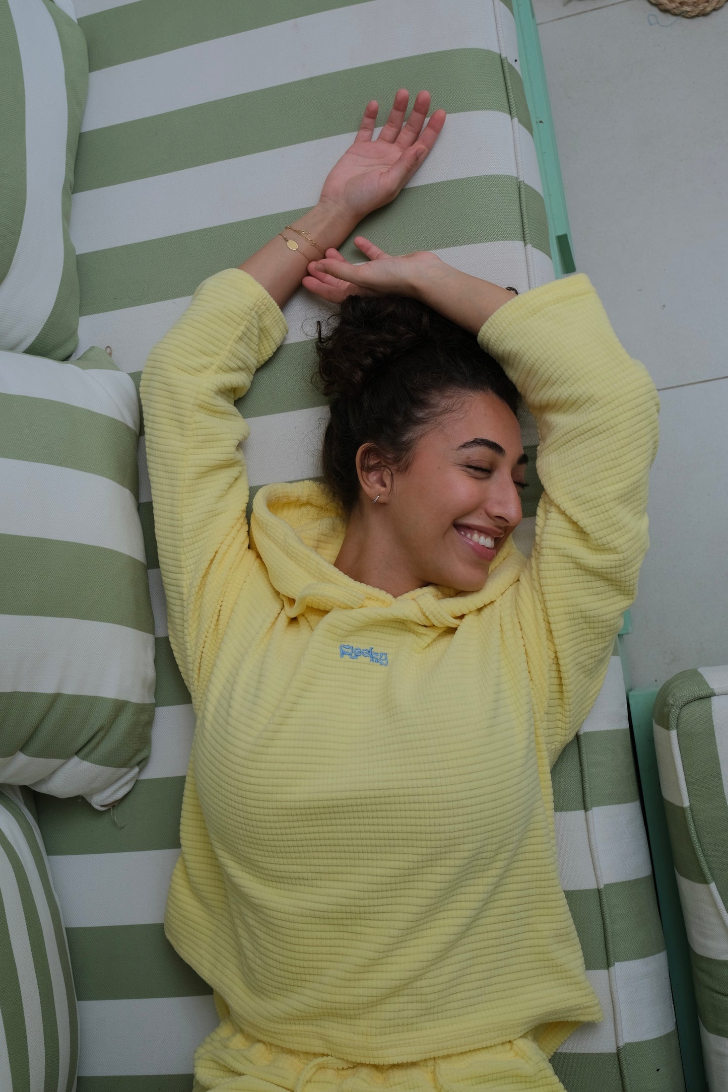 Classic Bubbles Velvet PJ In Yellow
