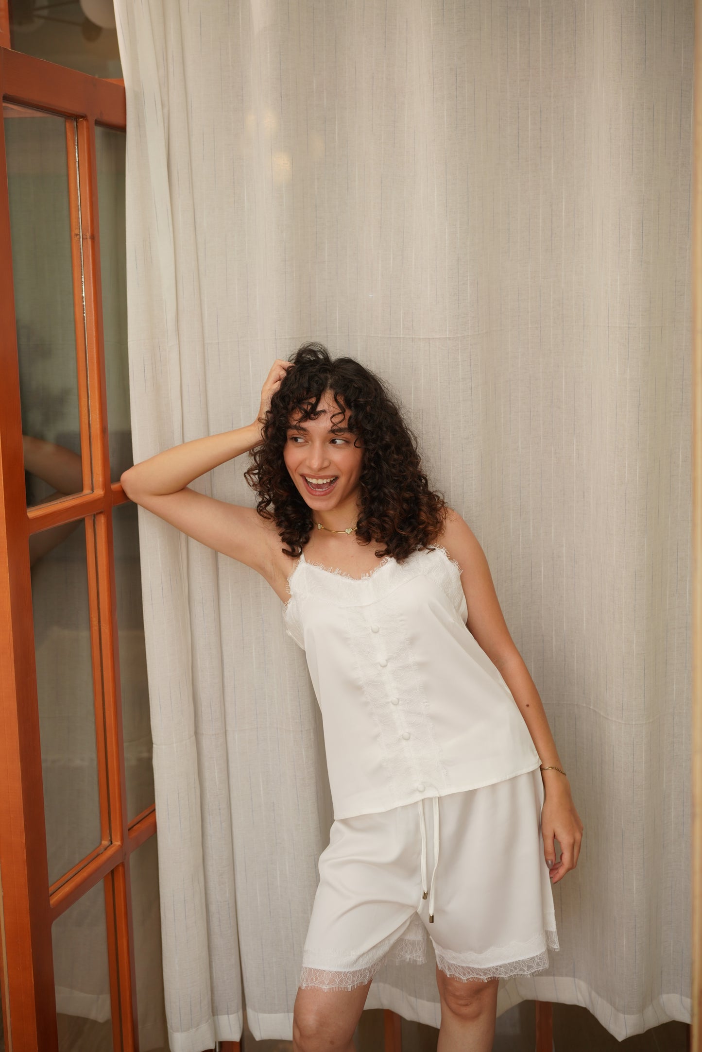 Night Bloom Pj Set In White