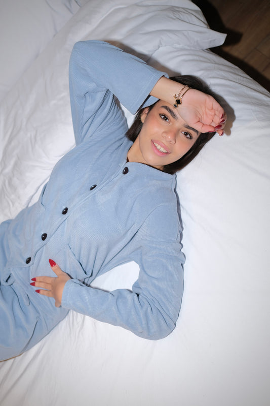 On Cloud Nine Velvet PJ in Blue Haze
