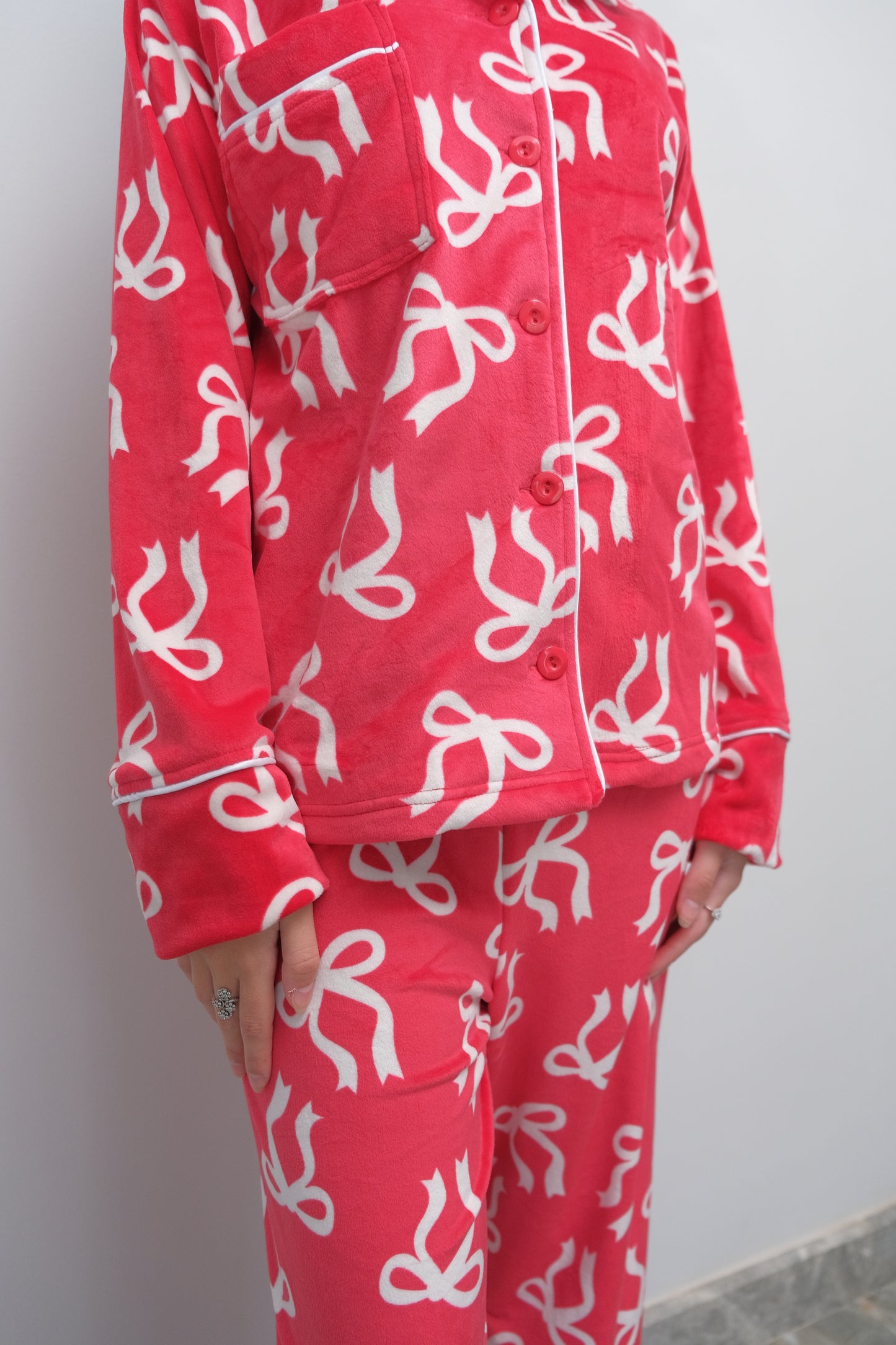 Velvet Bow pj in Red