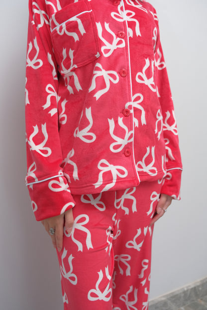 Velvet Bow pj in Red