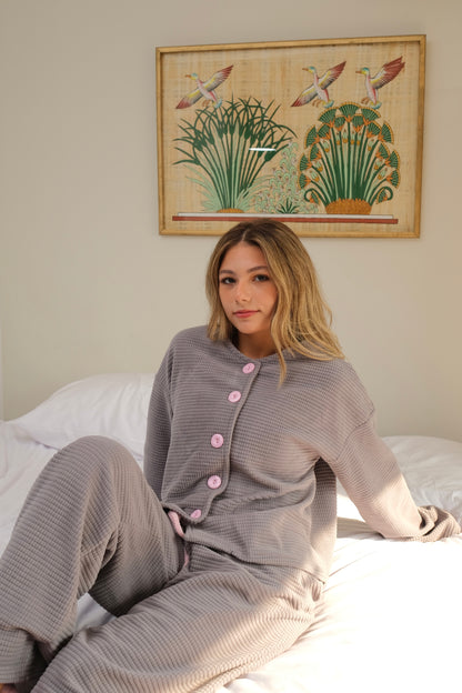 Dreamy Bubbles Velvet PJ In Grey