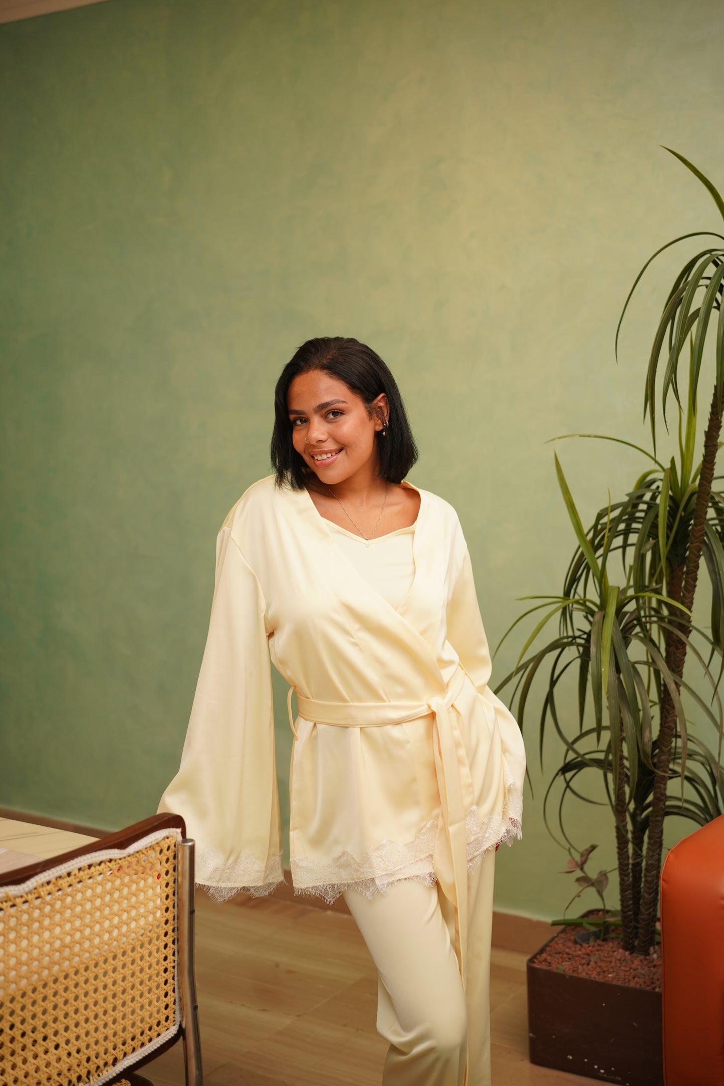 Silky Dream pj set in butter yellow