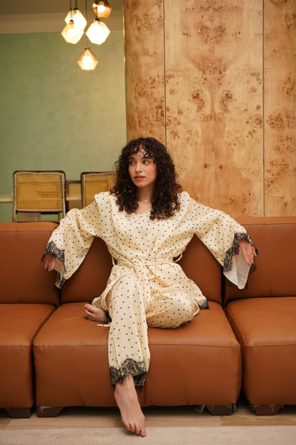Dotty Dream pj set in butter yellow