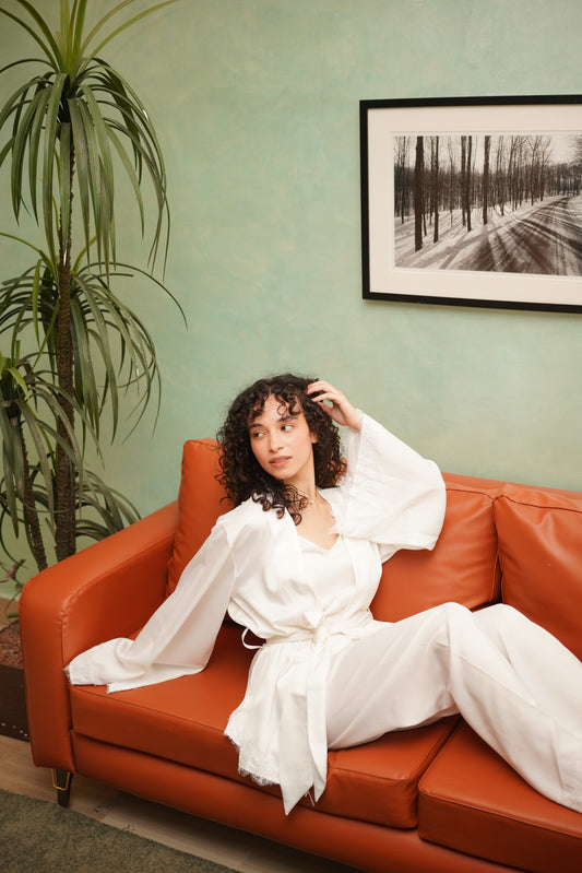 Silky dream pj set in white