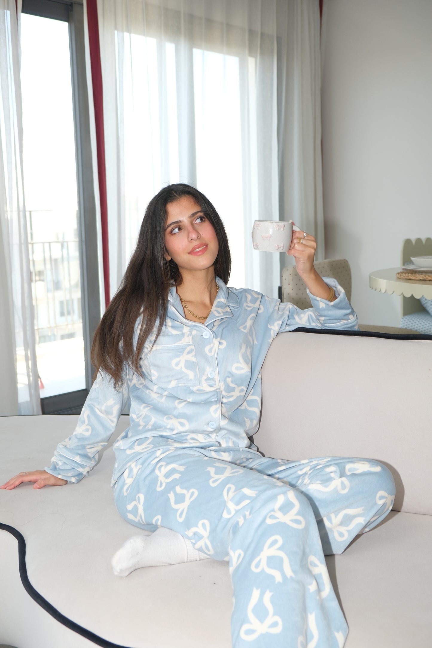 Velvet Bow pj in Blue