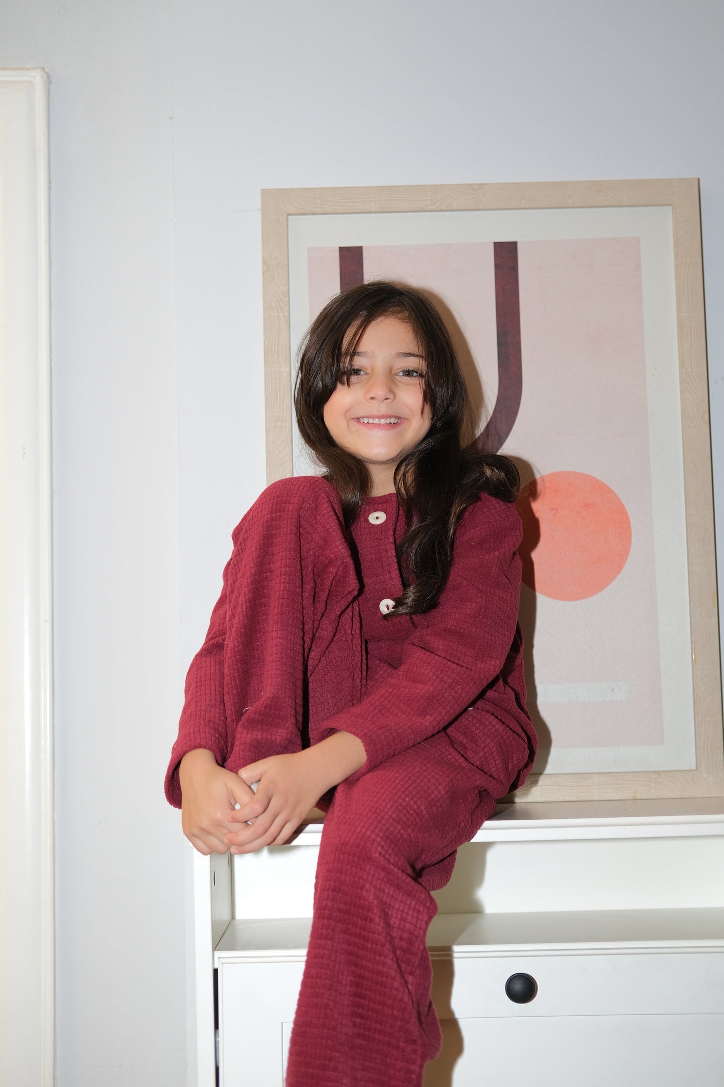 Mini Dreamy Bubbles pj in Burgundy