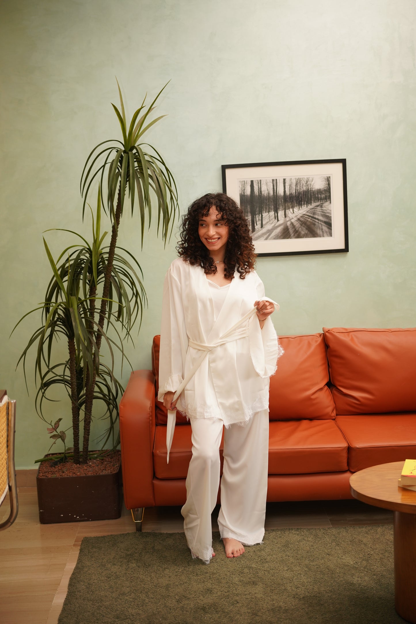 Silky dream pj set in white