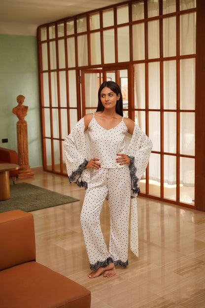 Dotty Dream pj set in white
