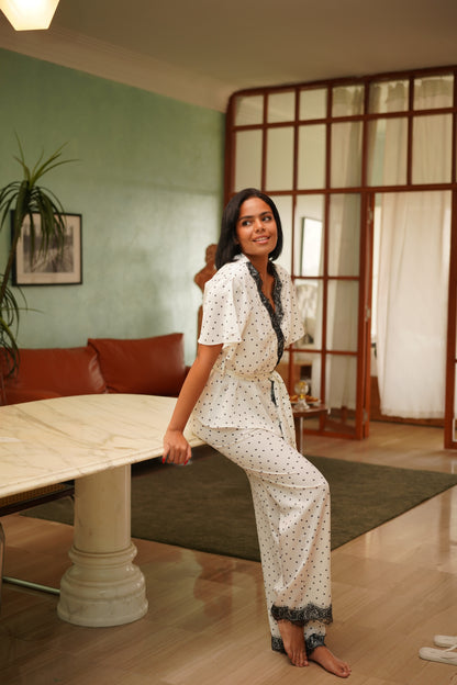 Sugar Dots pj set in white