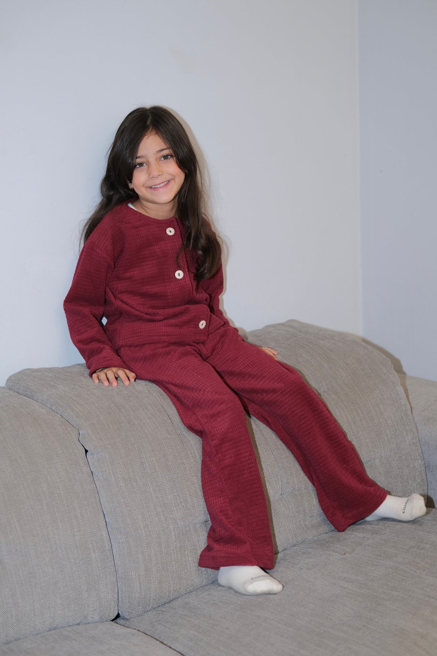 Mini Dreamy Bubbles pj in Burgundy