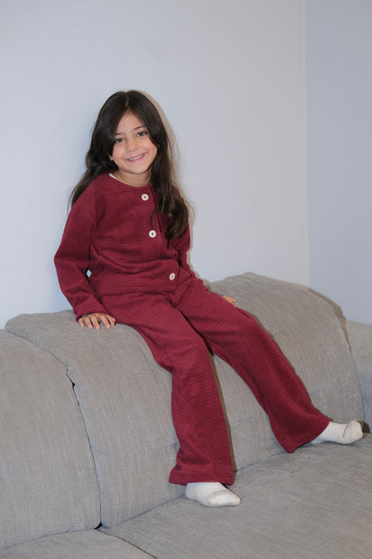 Mini Dreamy Bubbles pj in Burgundy