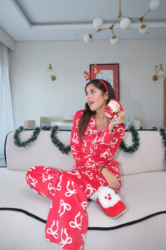 Velvet Bow pj in Red