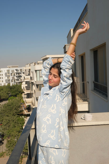 Velvet Bow pj in Blue