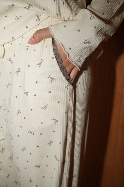 Dreamy Bows pj In creamy yellow