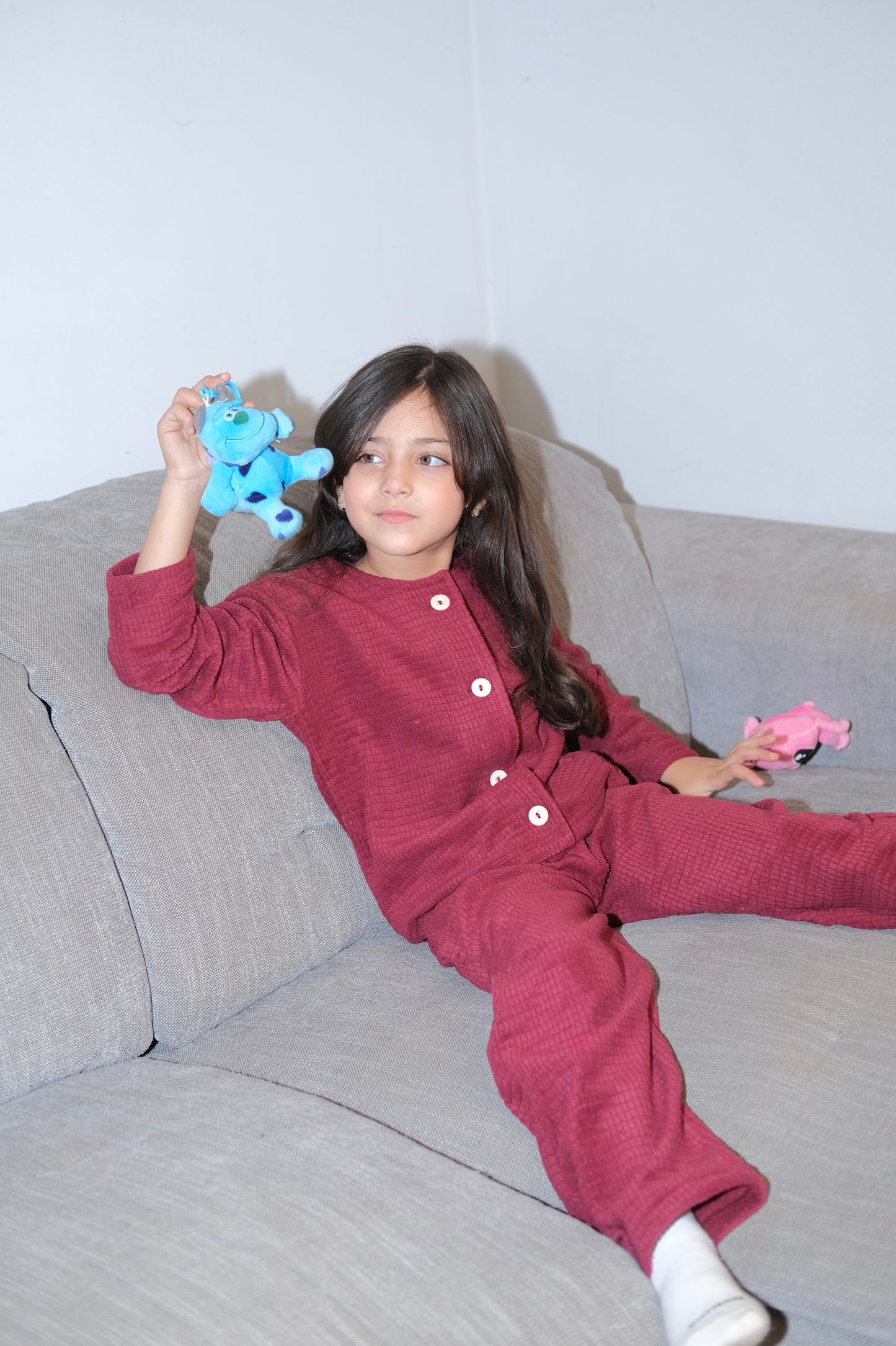 Mini Dreamy Bubbles pj in Burgundy