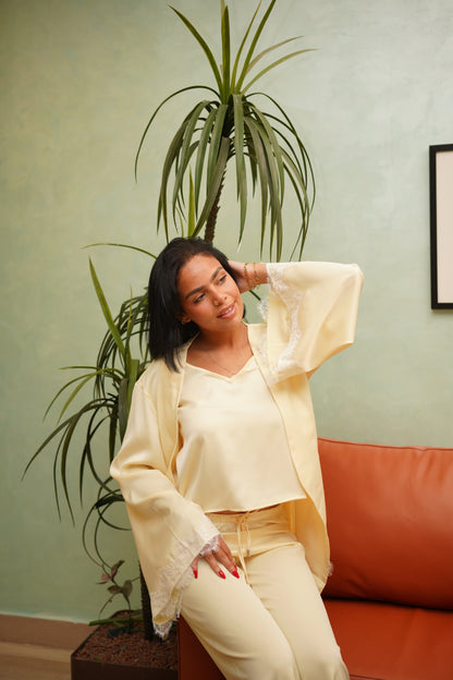 Silky Dream pj set in butter yellow