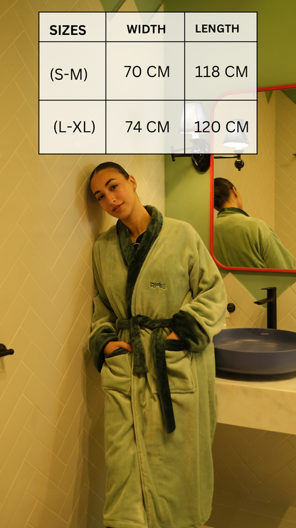 Midnight Hug Robe In Mint & Dark Green